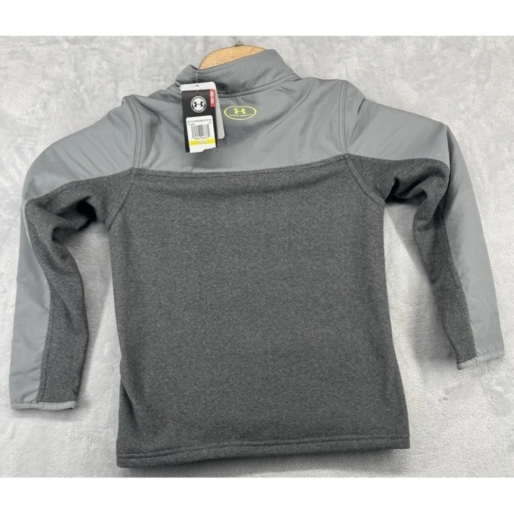 Under Armour 1/4 Zip Pullover Fleece Jacket Cold Gear Gray Youth Boys Size M NWT